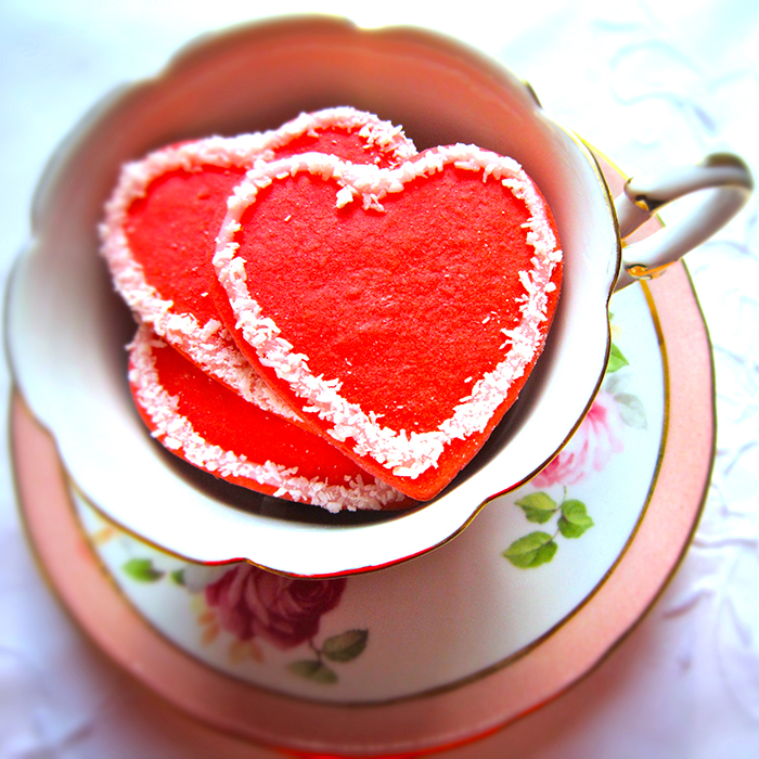 coconut pink cookie hearts