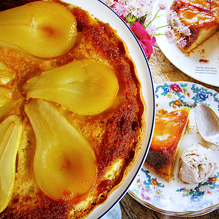 upside-down pear cake