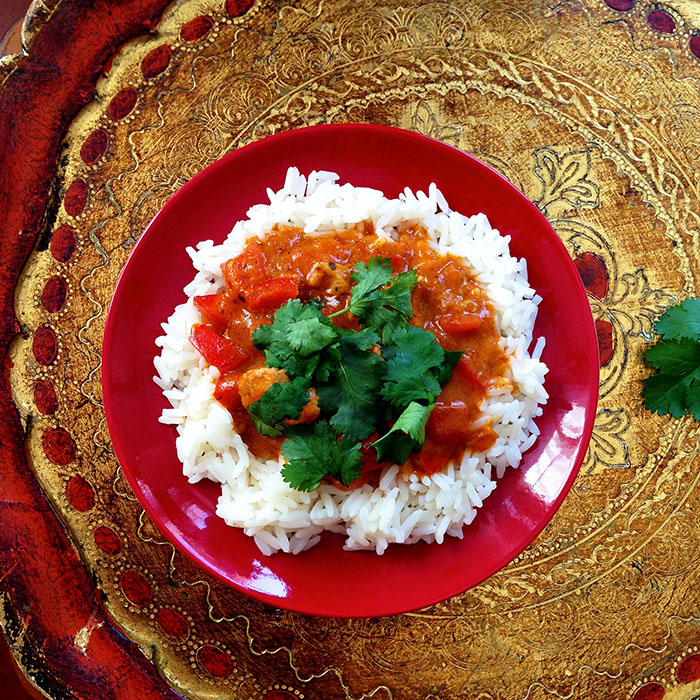 indian curry with pork and rice