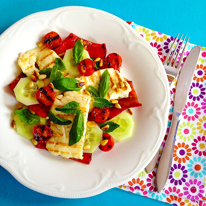 grilled halloumi cheese salad